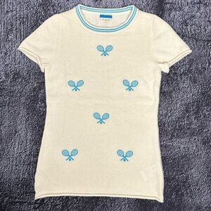 J.Crew Short-sleeve 100% cashmere T-shirt with tennis embroidery